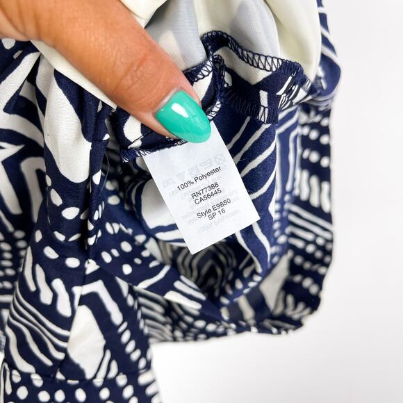 J.Crew Factory Womens 00 Polyester Romper Shorts Tribal Print Navy Blue - Picture 6 of 10